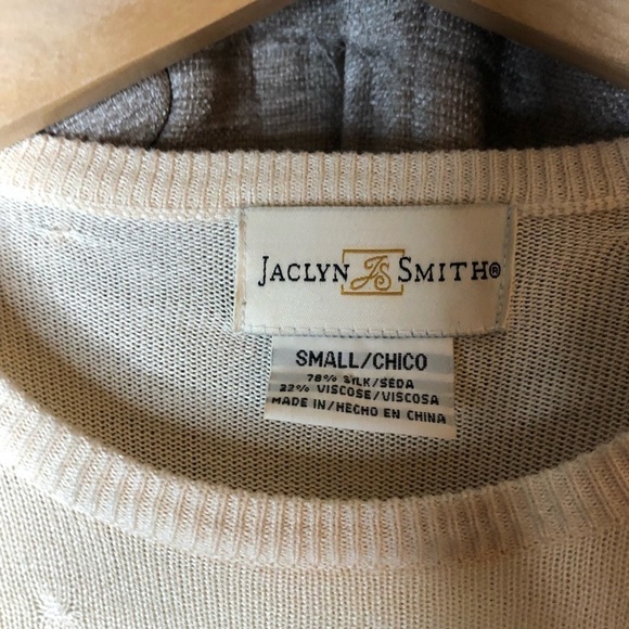 Vintage 90’s Jaclyn Smith Cream Short Sleeve Silk Blend Crewneck Top Size Small - Picture 7 of 13
